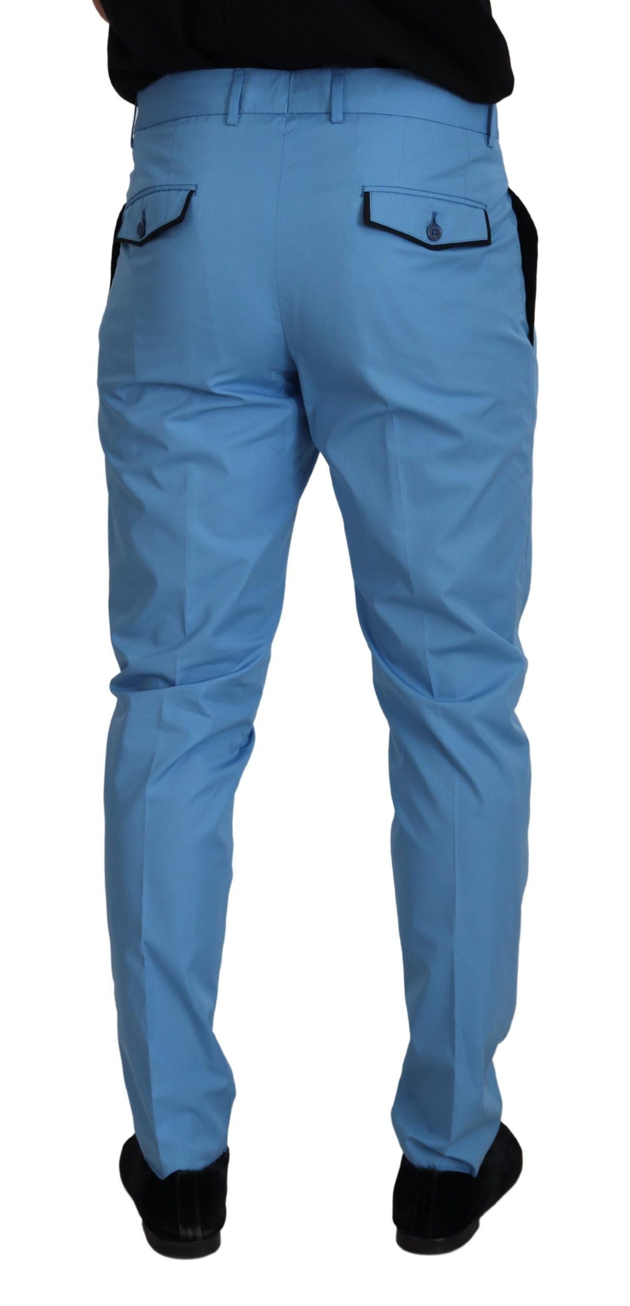 Pantalon chino en coton et soie bleu de Dolce & Gabbana