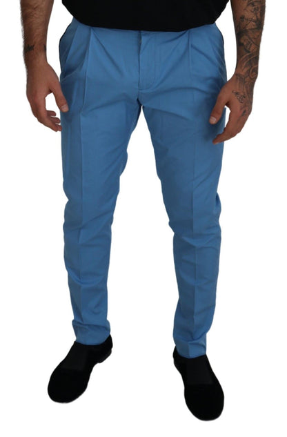 Pantalon chino en coton et soie bleu de Dolce & Gabbana