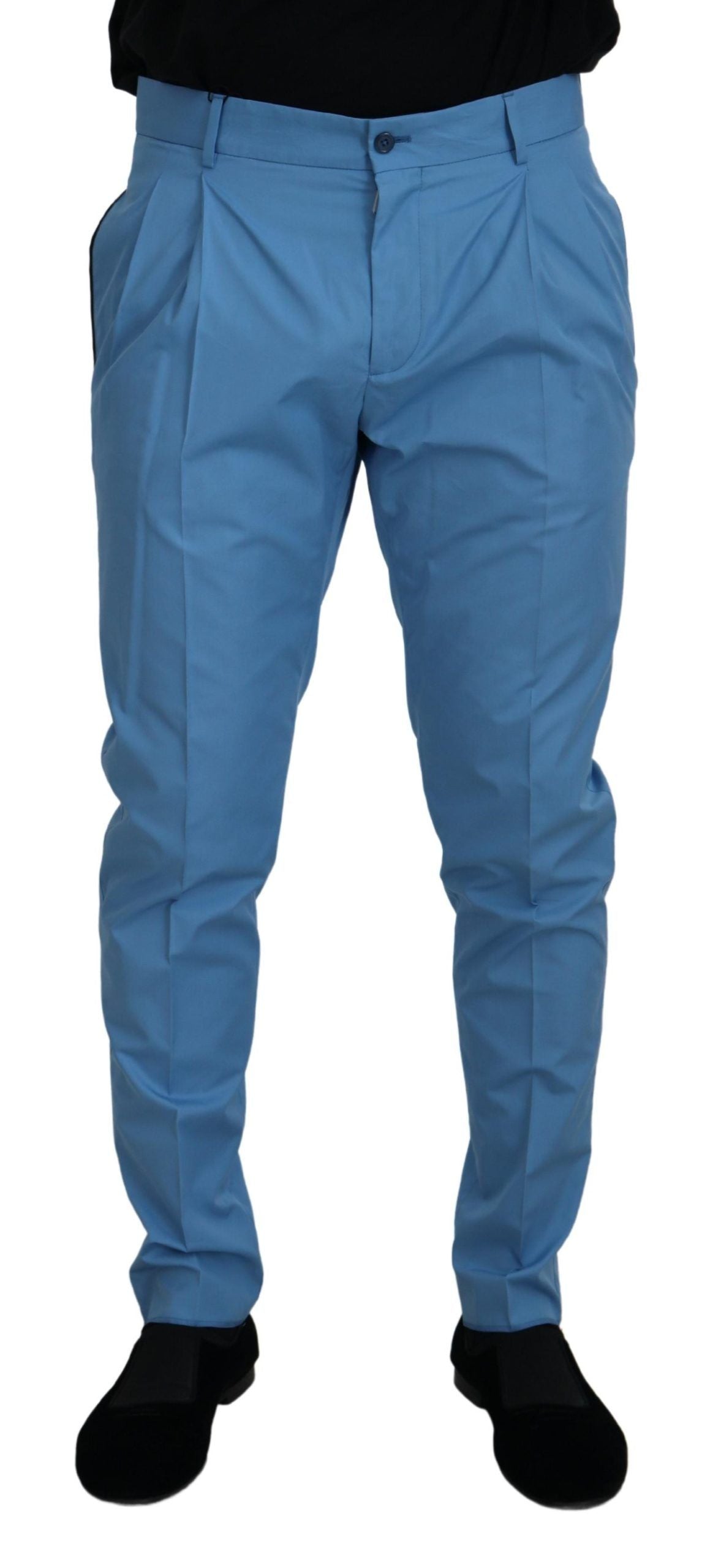 Pantalon chino en coton et soie bleu de Dolce & Gabbana