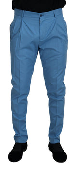 Pantalon chino en coton et soie bleu de Dolce &amp; Gabbana
