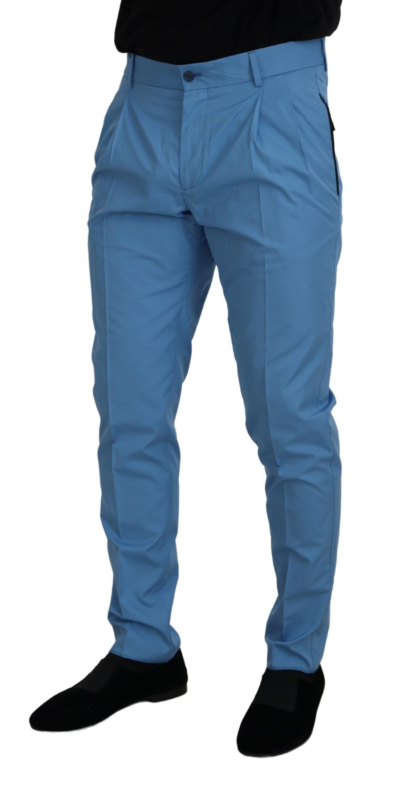 Pantalon chino en coton et soie bleu de Dolce & Gabbana