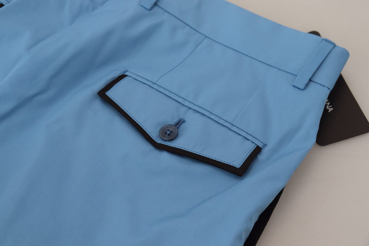 Pantalon chino en coton et soie bleu de Dolce &amp; Gabbana