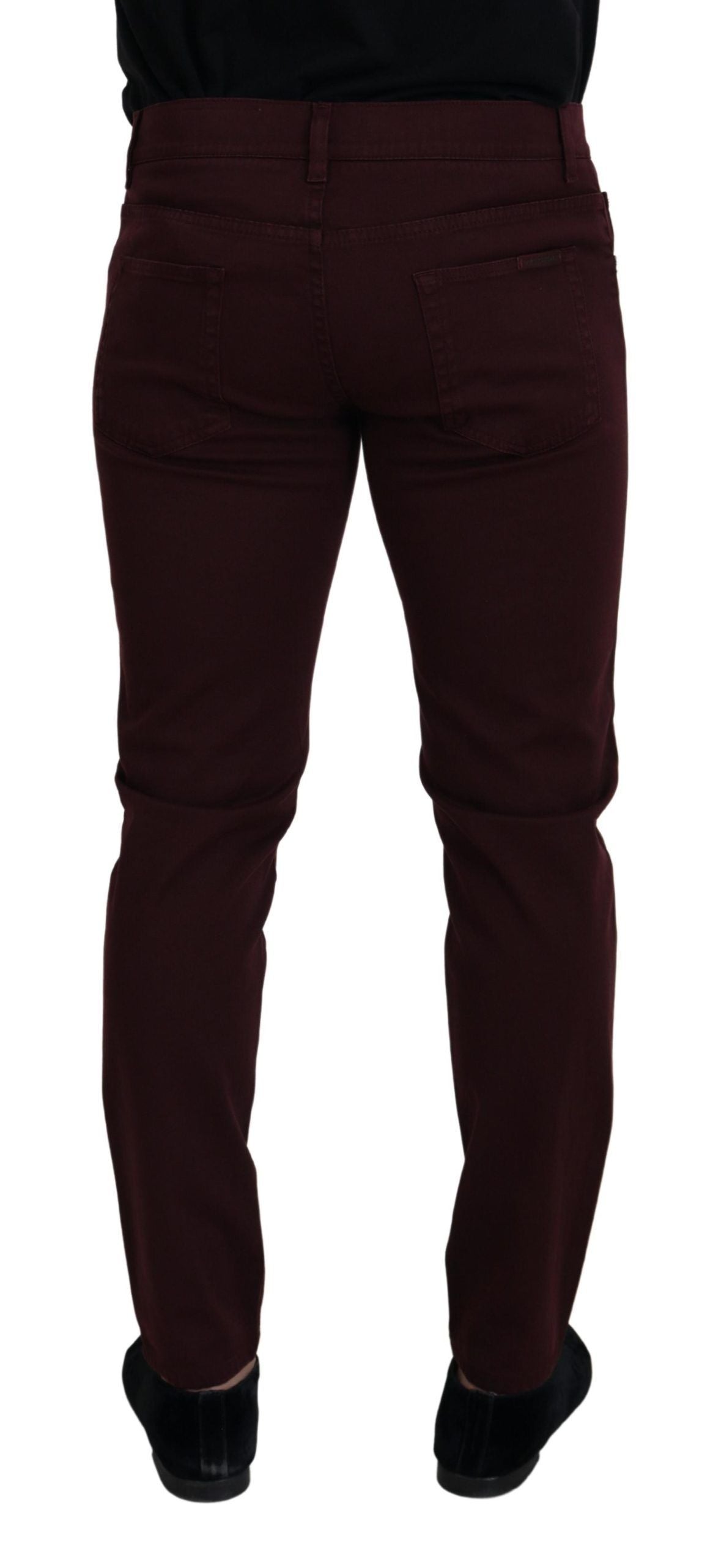 Jeans en jean stretch doré en coton de Bordeaux de Dolce & Gabbana