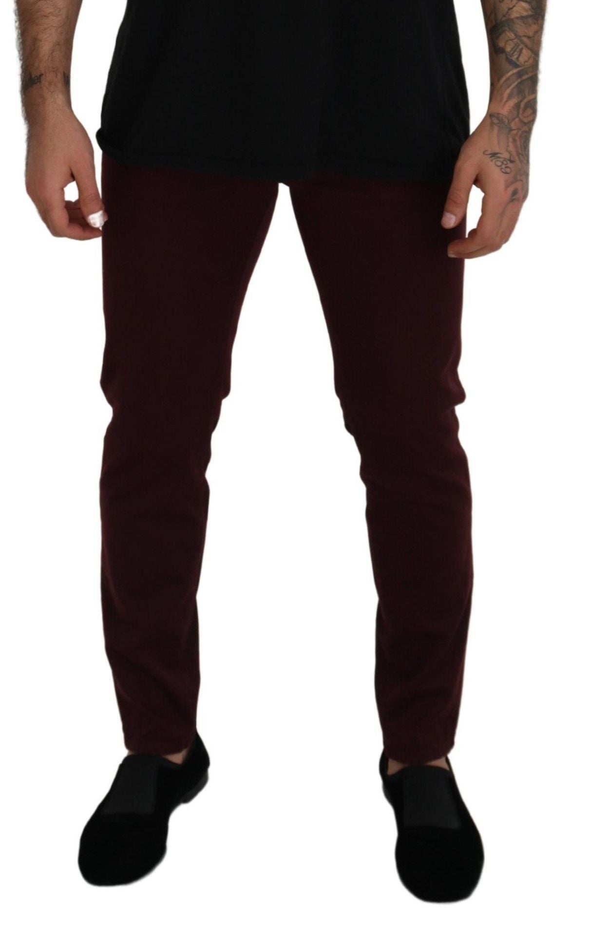 Jeans en jean stretch doré en coton de Bordeaux de Dolce & Gabbana