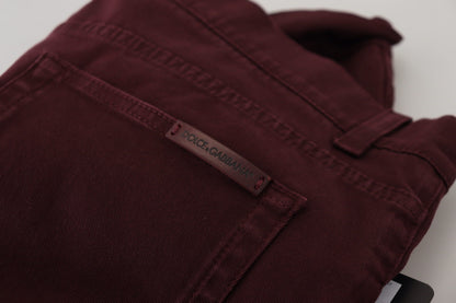 Jeans en jean stretch doré en coton de Bordeaux de Dolce & Gabbana