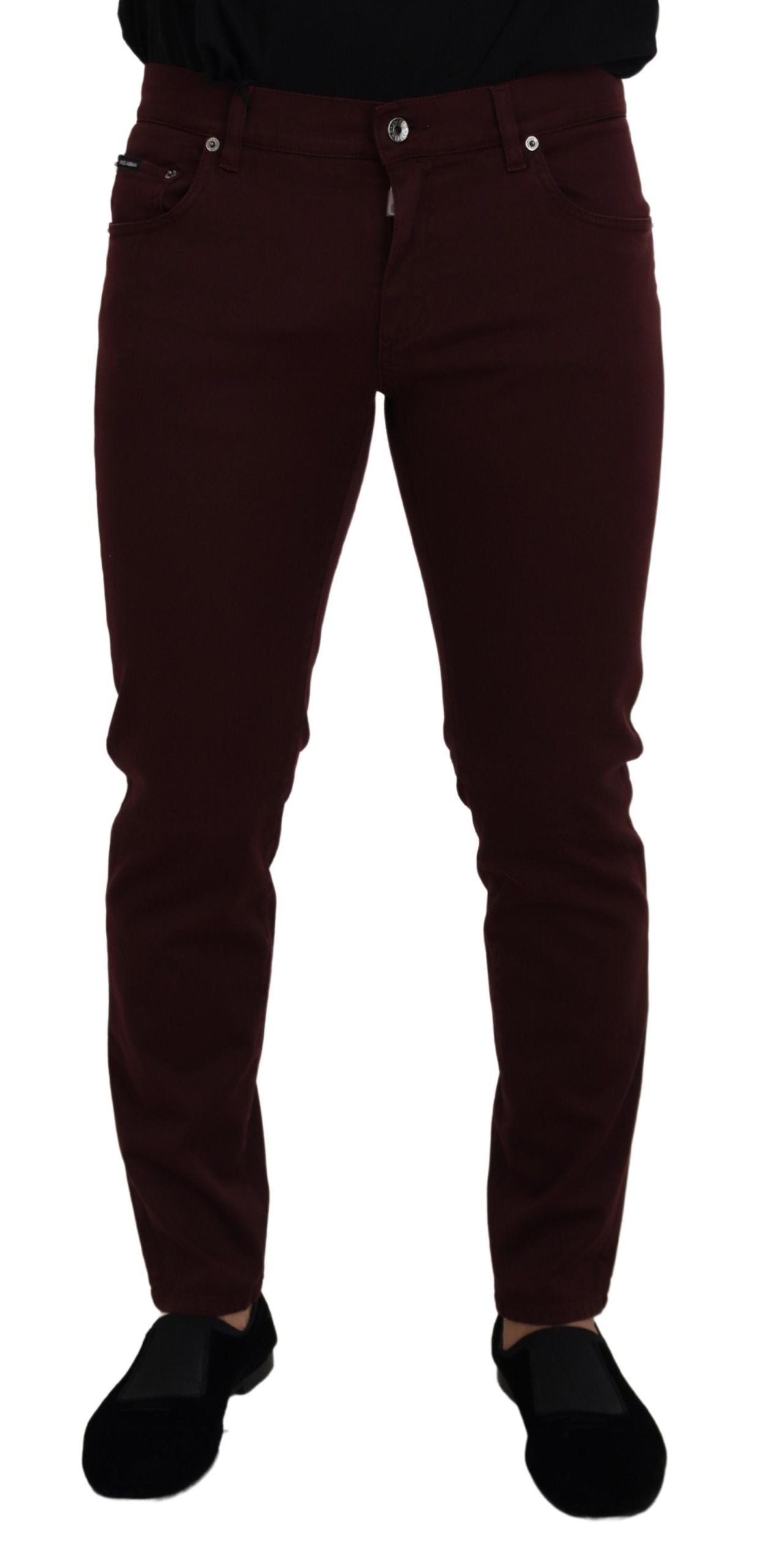 Jeans en jean stretch doré en coton de Bordeaux de Dolce & Gabbana