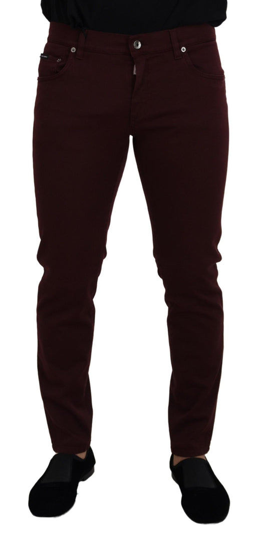 Jeans en jean stretch doré en coton de Bordeaux de Dolce & Gabbana