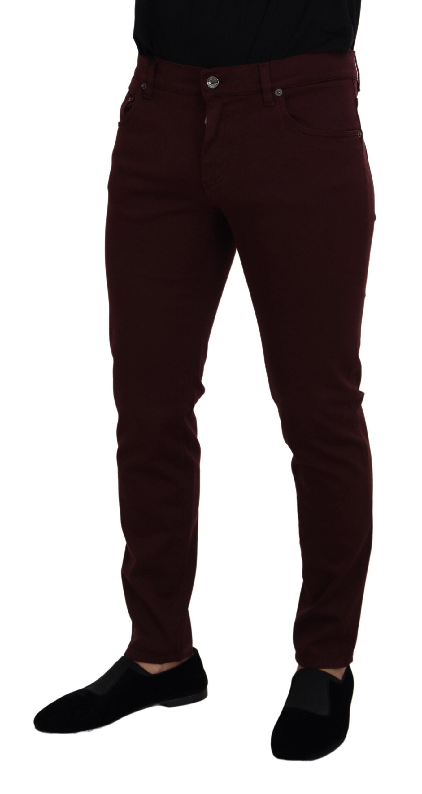 Jeans en jean stretch doré en coton de Bordeaux de Dolce & Gabbana