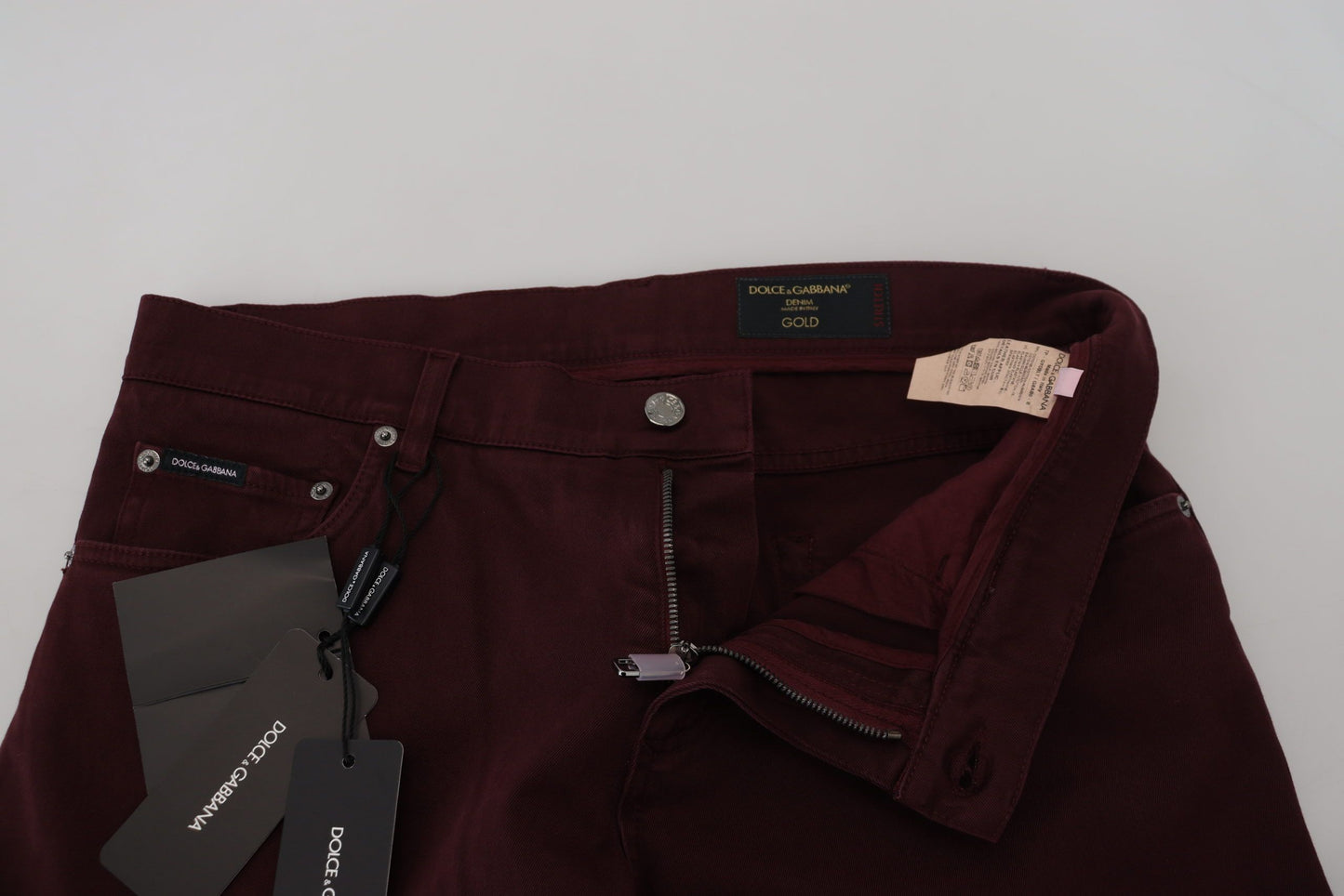 Jeans en jean stretch doré en coton de Bordeaux de Dolce & Gabbana