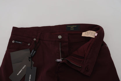 Jeans en jean stretch doré en coton de Bordeaux de Dolce & Gabbana
