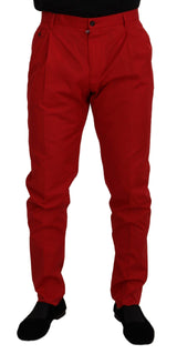 Pantalon chino slim en coton rouge Dolce &amp; Gabbana