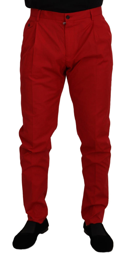 Pantalon chino slim en coton rouge Dolce & Gabbana