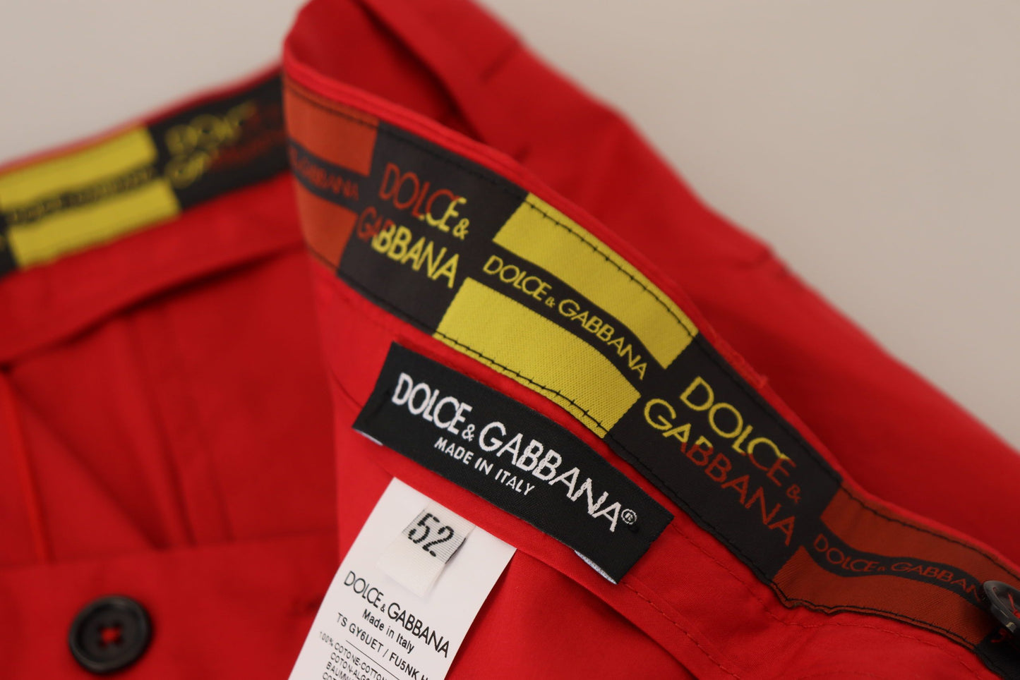 Pantalon chino slim en coton rouge Dolce & Gabbana