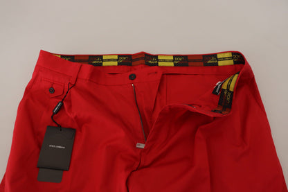 Pantalon chino slim en coton rouge Dolce & Gabbana