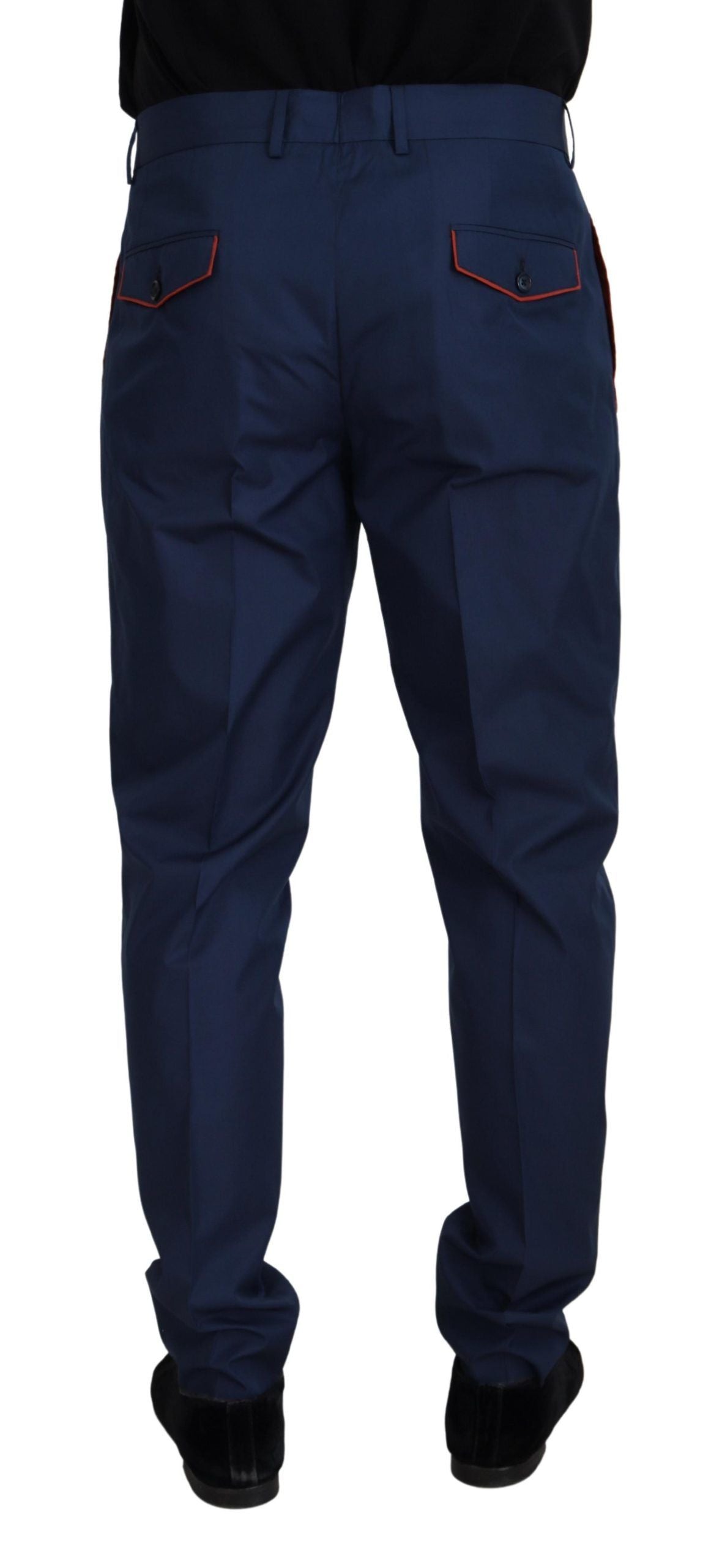 Pantalon chino en coton et soie bleu de Dolce & Gabbana
