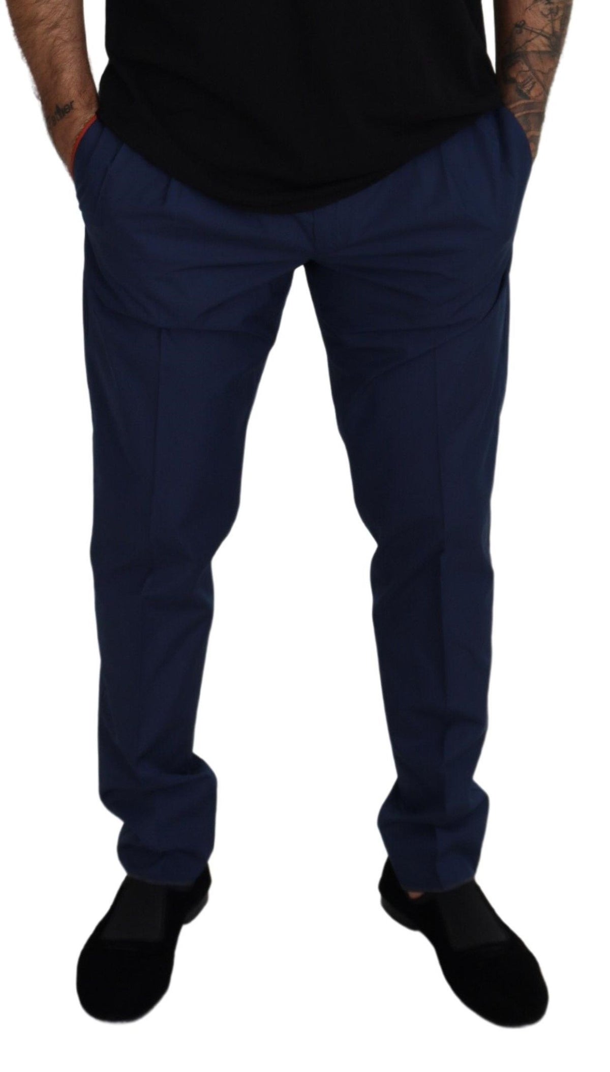 Pantalon chino en coton et soie bleu de Dolce &amp; Gabbana