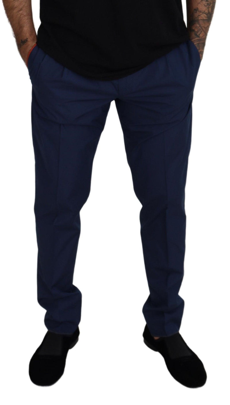 Pantalon chino en coton et soie bleu de Dolce &amp; Gabbana