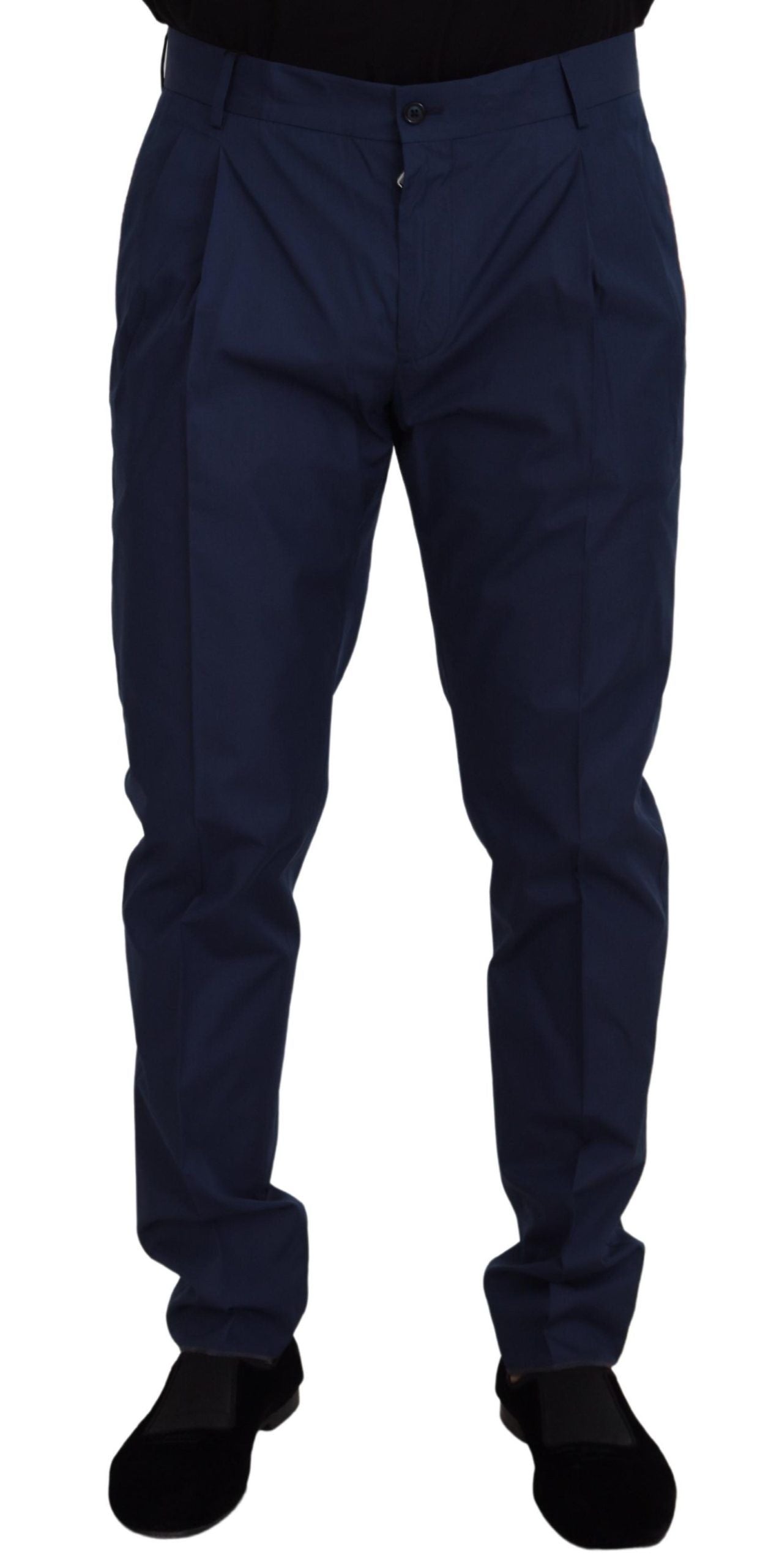 Pantalon chino en coton et soie bleu de Dolce & Gabbana