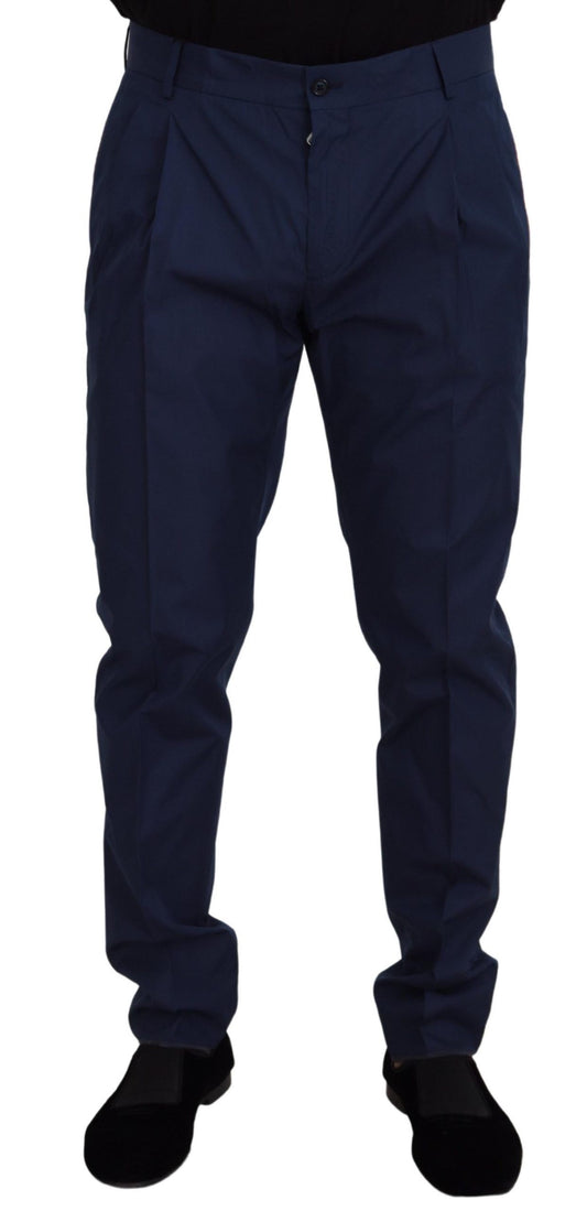 Pantalon chino en coton et soie bleu de Dolce & Gabbana