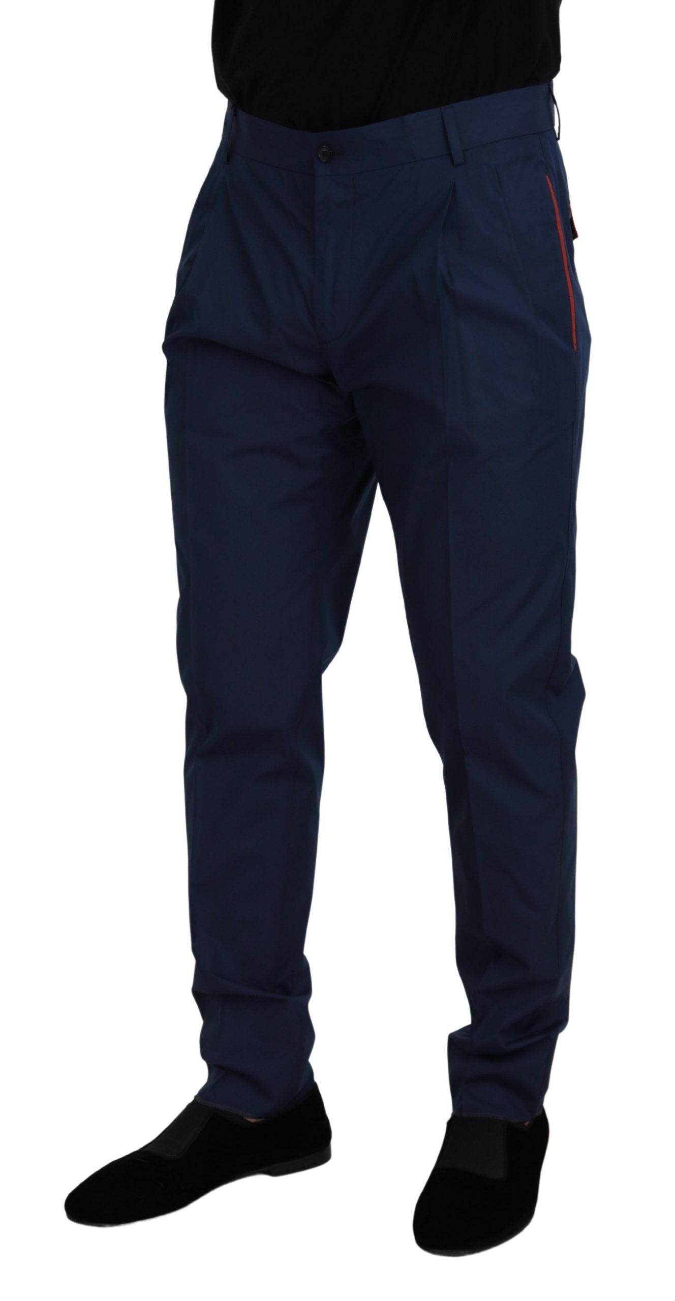 Pantalon chino en coton et soie bleu de Dolce & Gabbana
