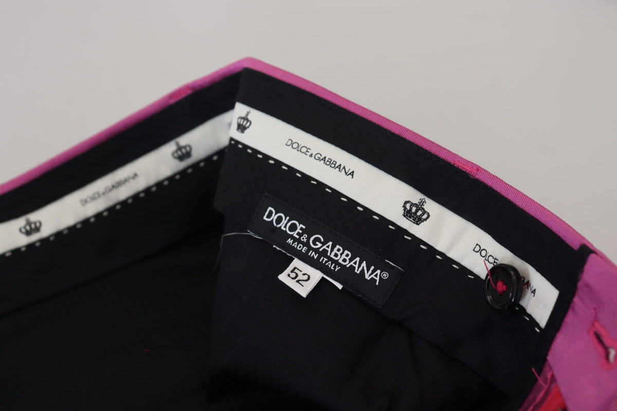Pantalon tailleur slim en soie rose Dolce &amp; Gabbana, pantalon habillé.