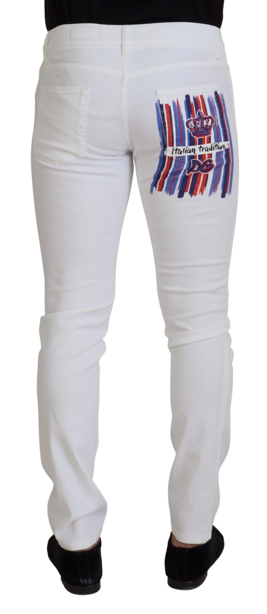 Jeans en jean coton stretch blanc slim et ajusté Dolce & Gabbana