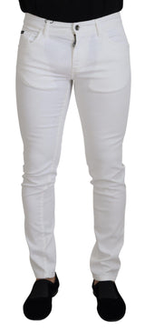 Jeans en jean coton stretch blanc slim et ajusté Dolce &amp; Gabbana