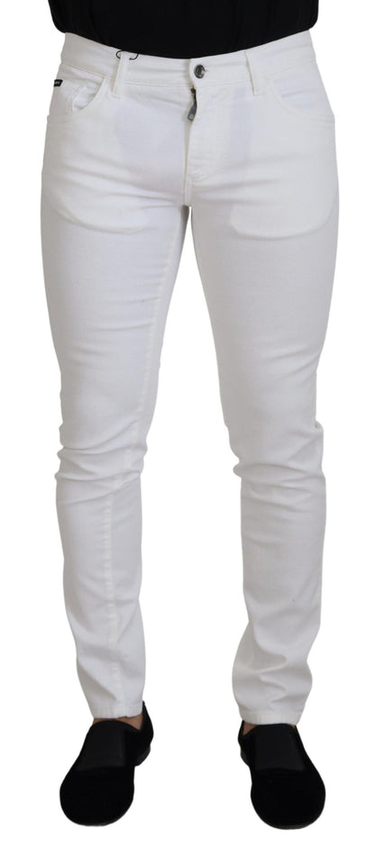 Jeans en jean coton stretch blanc slim et ajusté Dolce & Gabbana