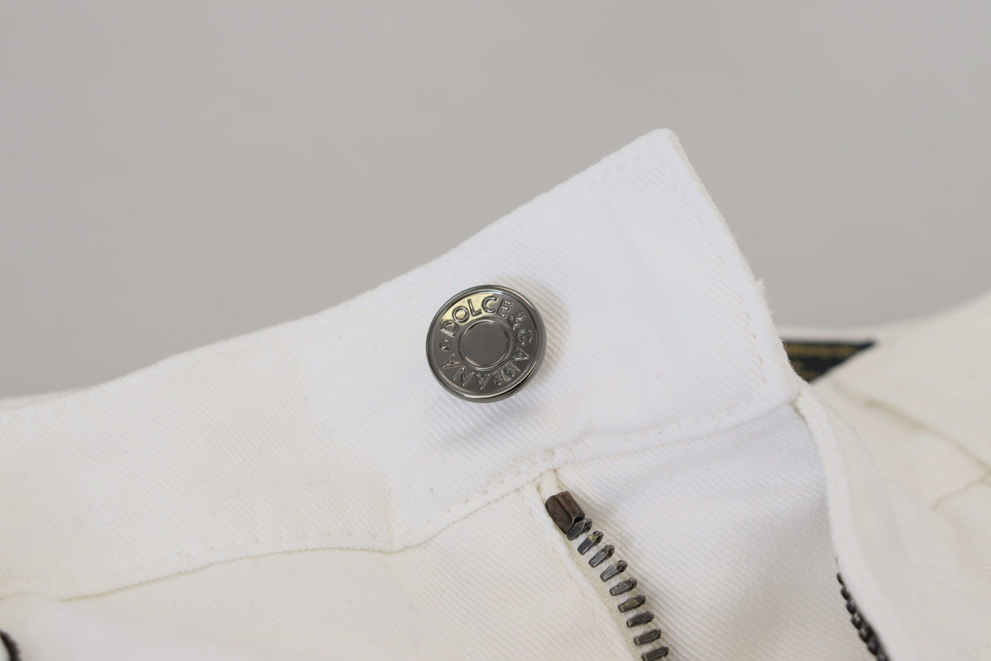Jeans en jean coton stretch blanc slim et ajusté Dolce & Gabbana