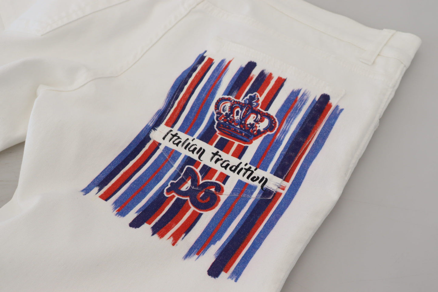 Jeans en jean coton stretch blanc slim et ajusté Dolce & Gabbana