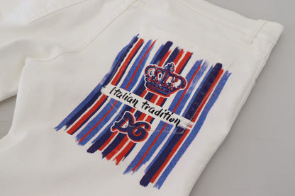 Jeans en jean coton stretch blanc slim et ajusté Dolce & Gabbana