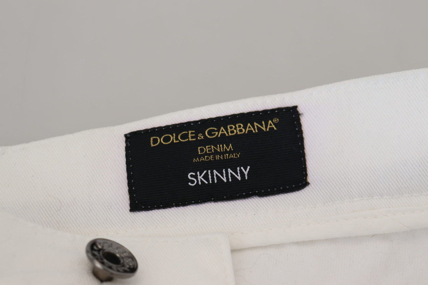 Jeans en jean coton stretch blanc slim et ajusté Dolce & Gabbana