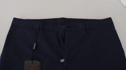 Pantalon chino slim en lin et coton bleu de Dolce & Gabbana
