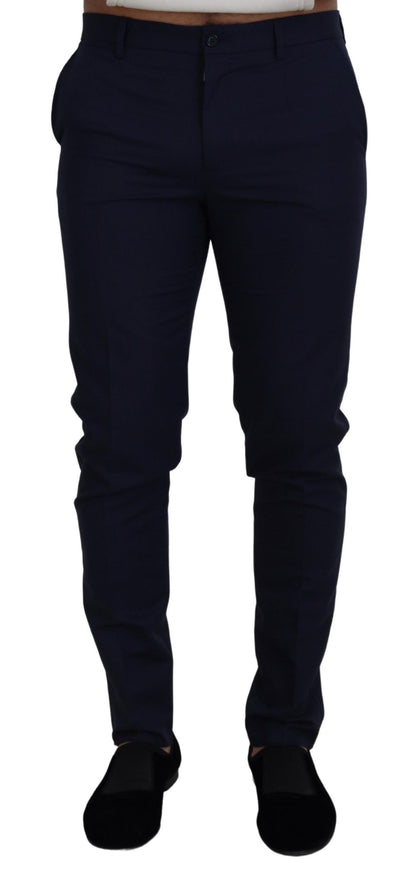 Pantalon chino slim en lin et coton bleu de Dolce & Gabbana