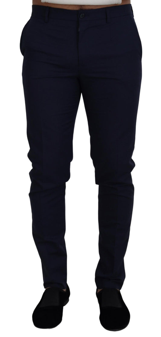 Pantalon chino slim en lin et coton bleu de Dolce & Gabbana