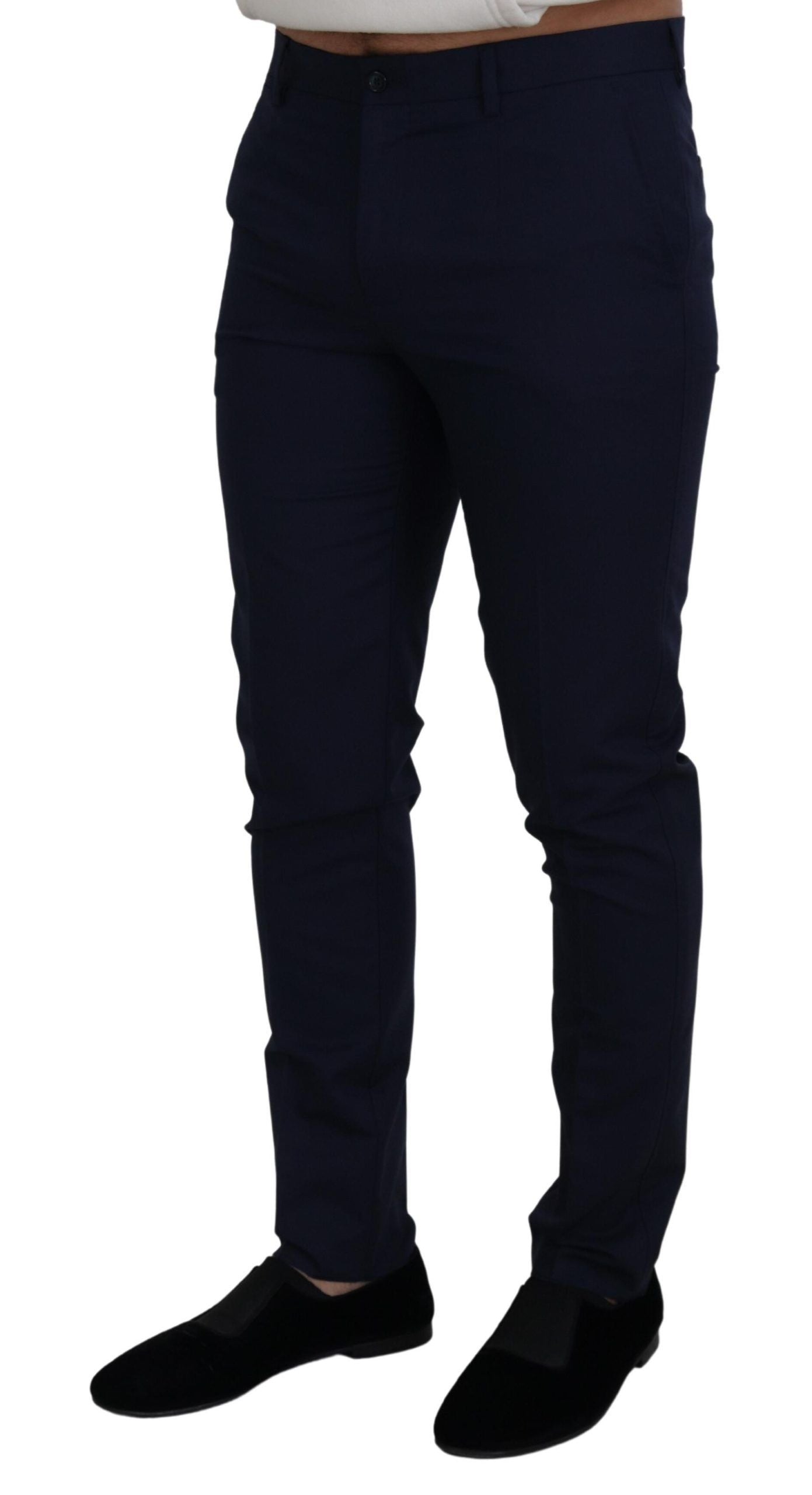 Pantalon chino slim en lin et coton bleu de Dolce & Gabbana