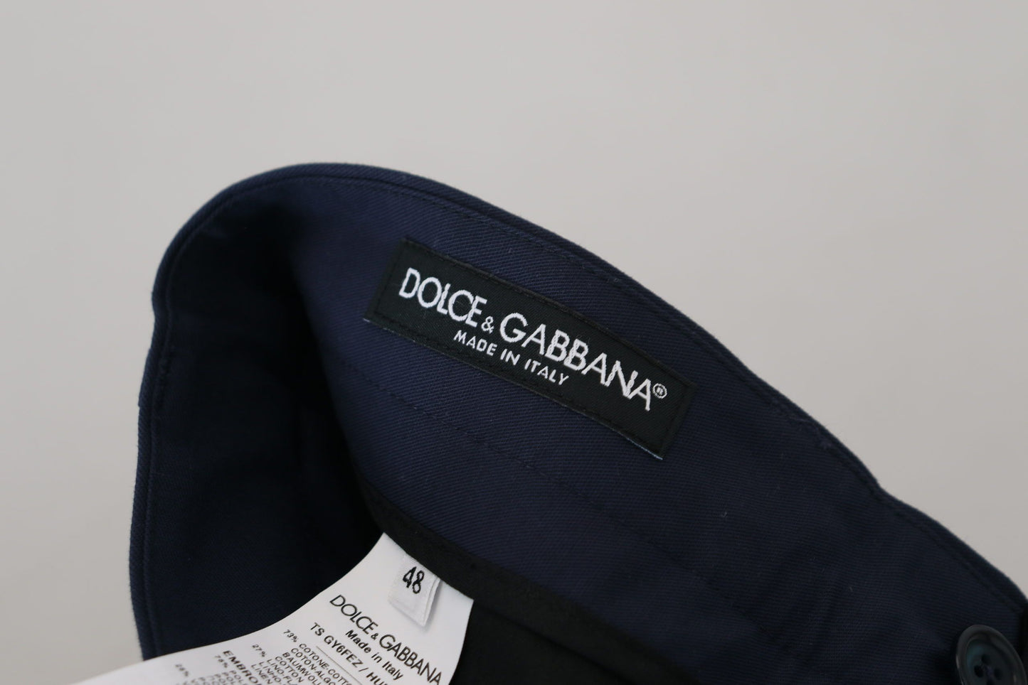 Pantalon chino slim en lin et coton bleu de Dolce & Gabbana