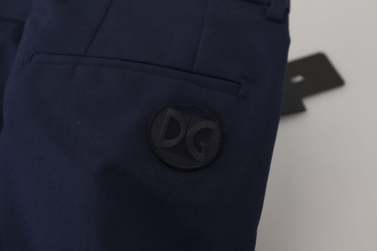 Pantalon chino slim en lin et coton bleu de Dolce &amp; Gabbana