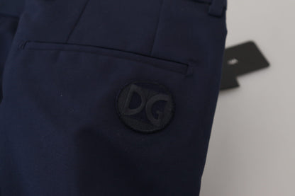 Pantalon chino slim en lin et coton bleu de Dolce & Gabbana