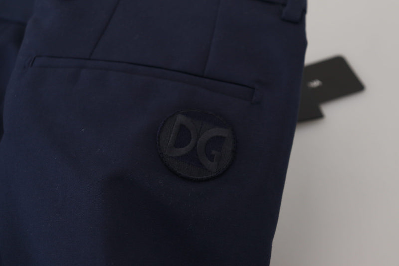 Pantalon chino slim en lin et coton bleu de Dolce &amp; Gabbana