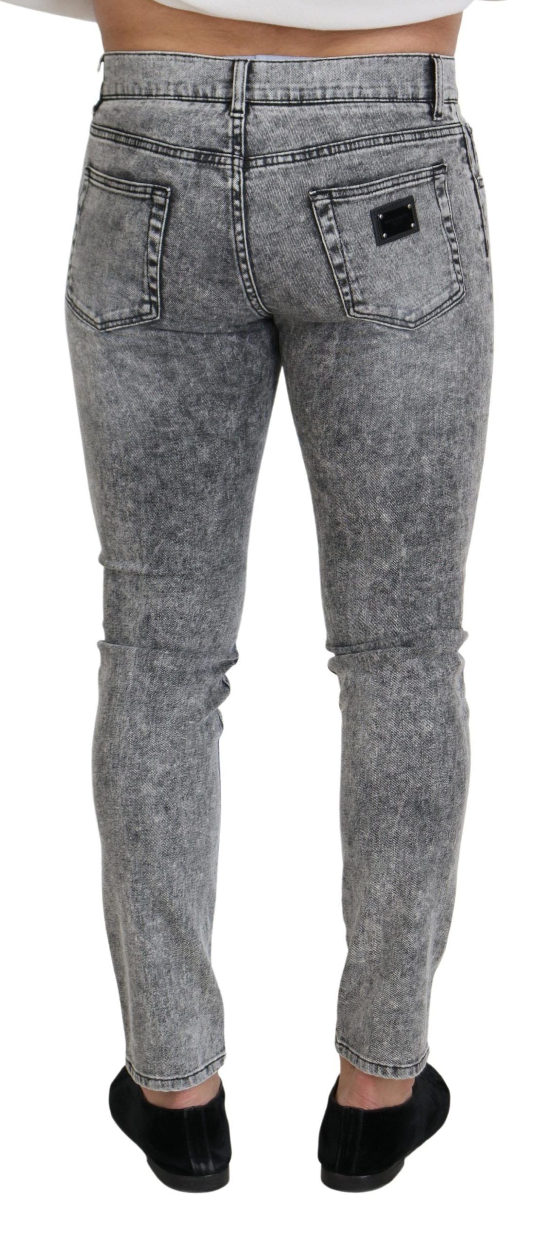 Jeans en jean stretch en coton, coupe slim et lavage gris de Dolce & Gabbana