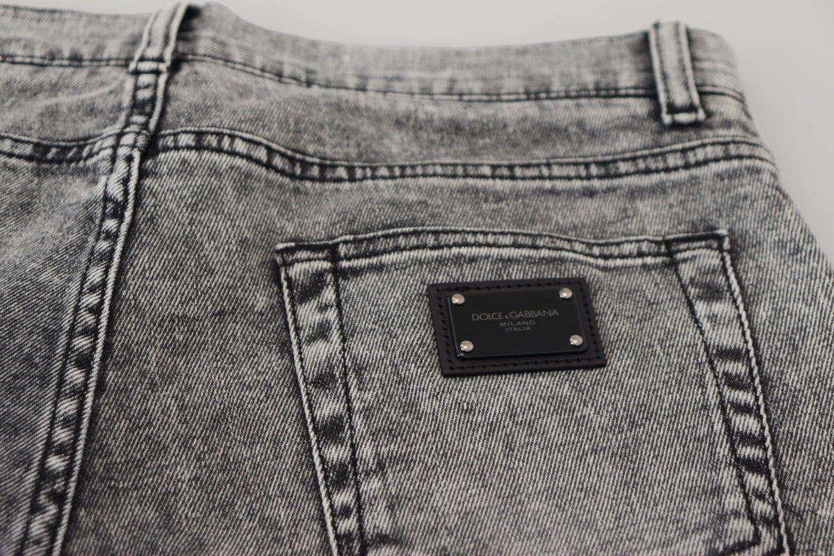 Jeans en jean stretch en coton, coupe slim et lavage gris de Dolce &amp; Gabbana