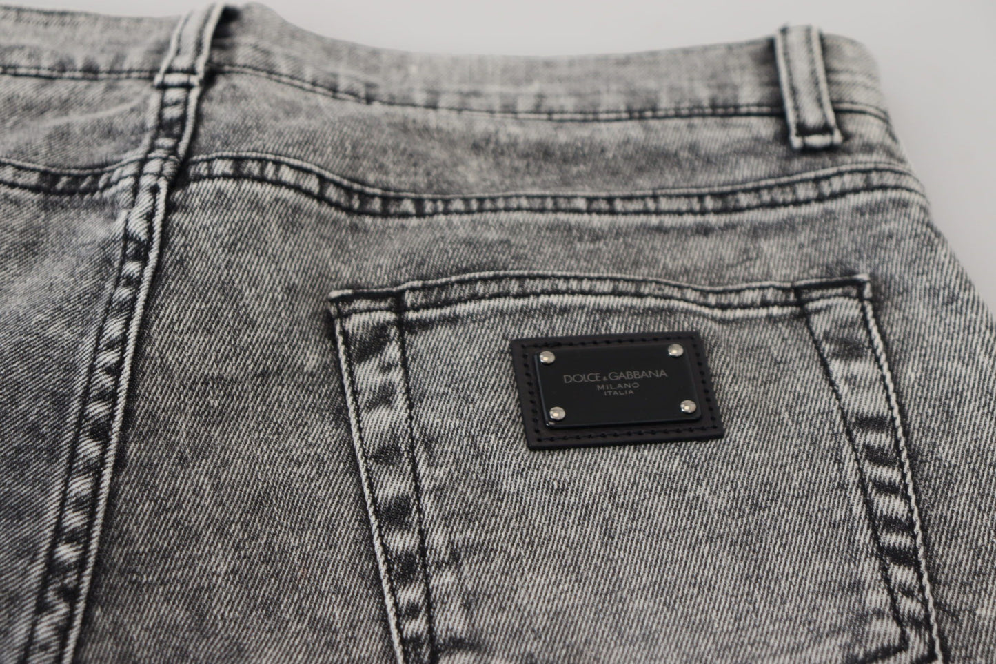 Jeans en jean stretch en coton, coupe slim et lavage gris de Dolce & Gabbana