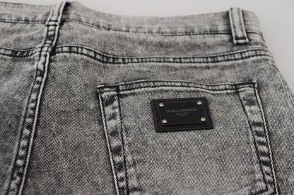 Jeans en jean stretch en coton, coupe slim et lavage gris de Dolce & Gabbana