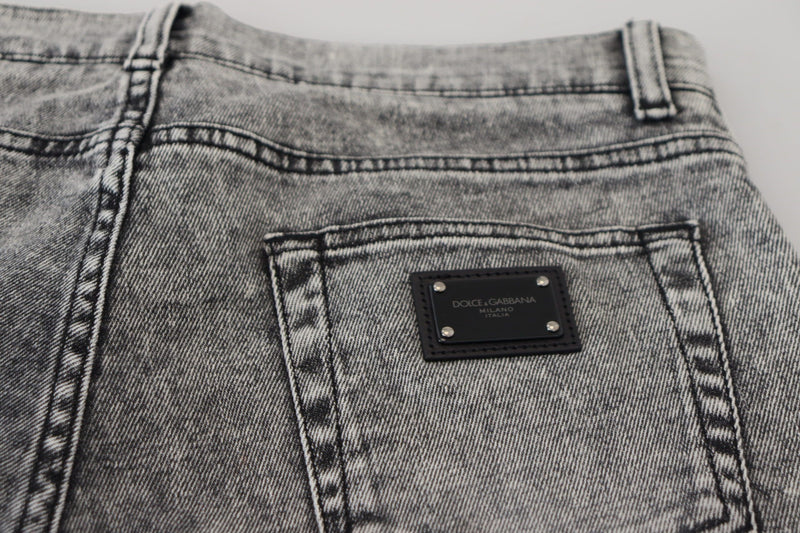 Dolce &amp; Gabbana grijze, strakke, gewassen, rekbare katoenen denim jeans