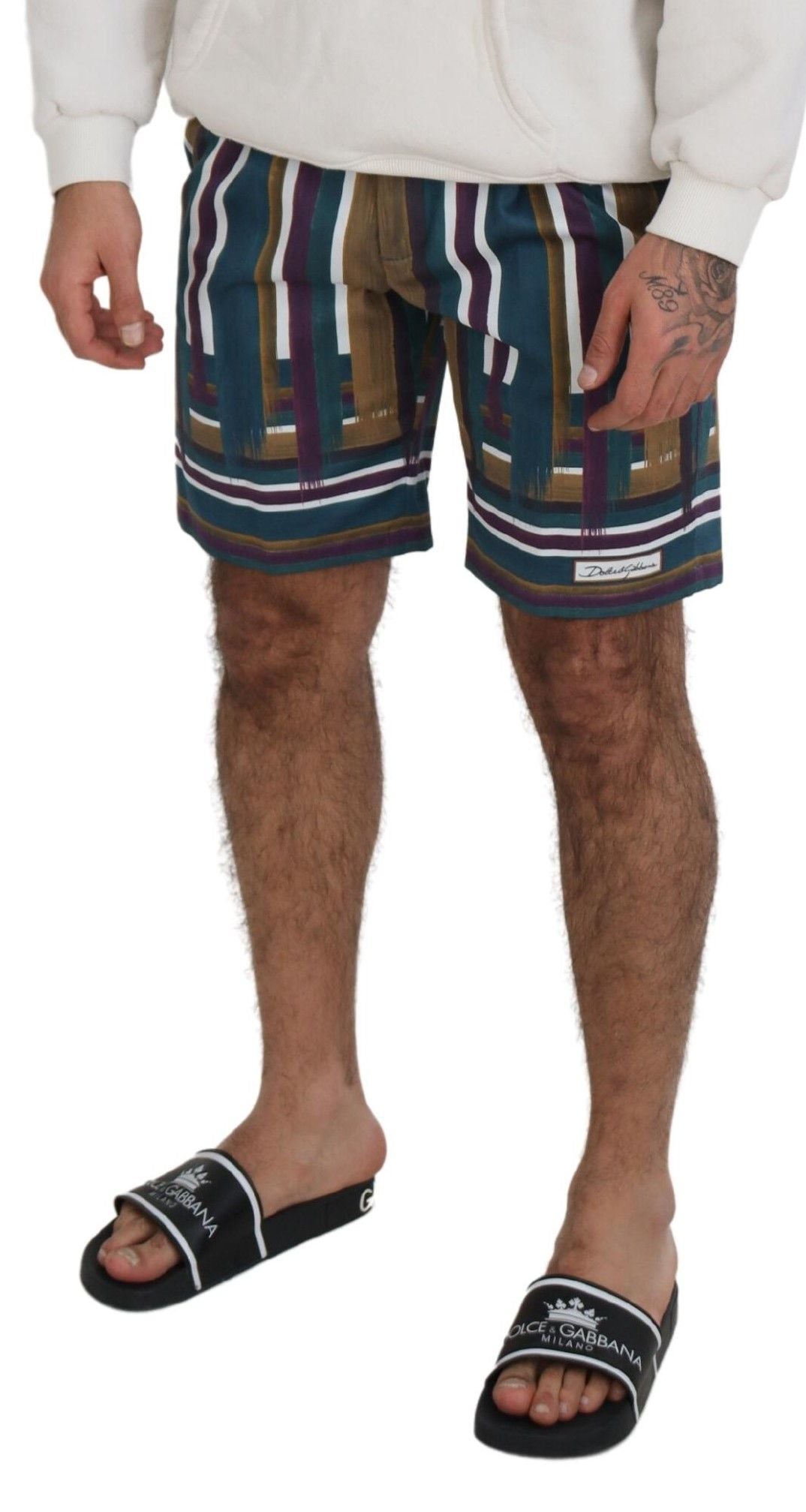 Short en coton extensible à rayures multicolores Dolce &amp; Gabbana