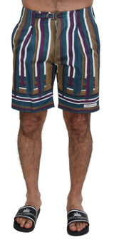 Short en coton extensible à rayures multicolores Dolce &amp; Gabbana