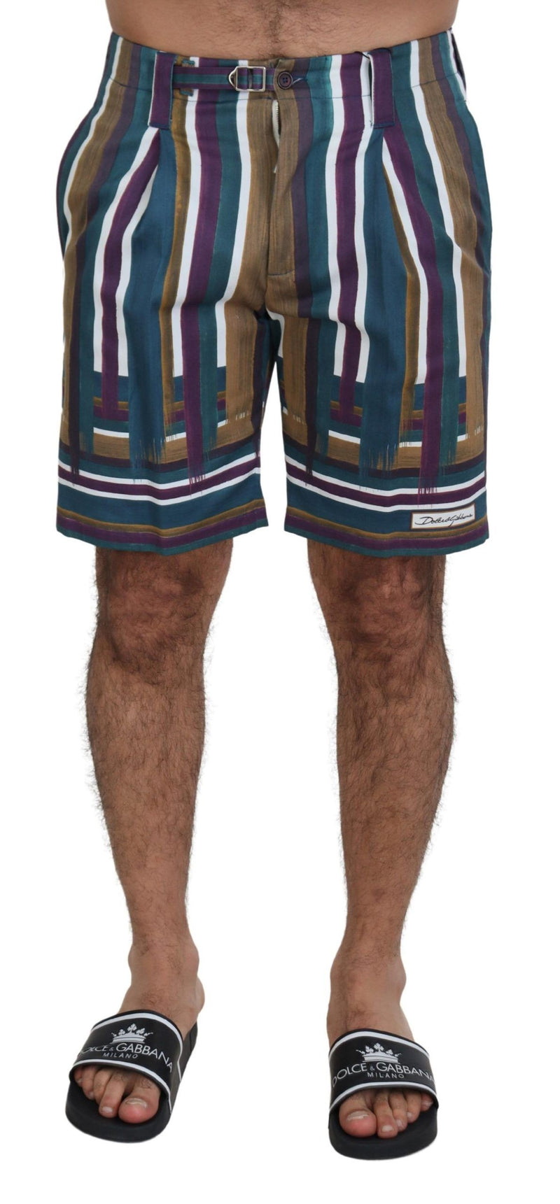 Short en coton extensible à rayures multicolores Dolce &amp; Gabbana