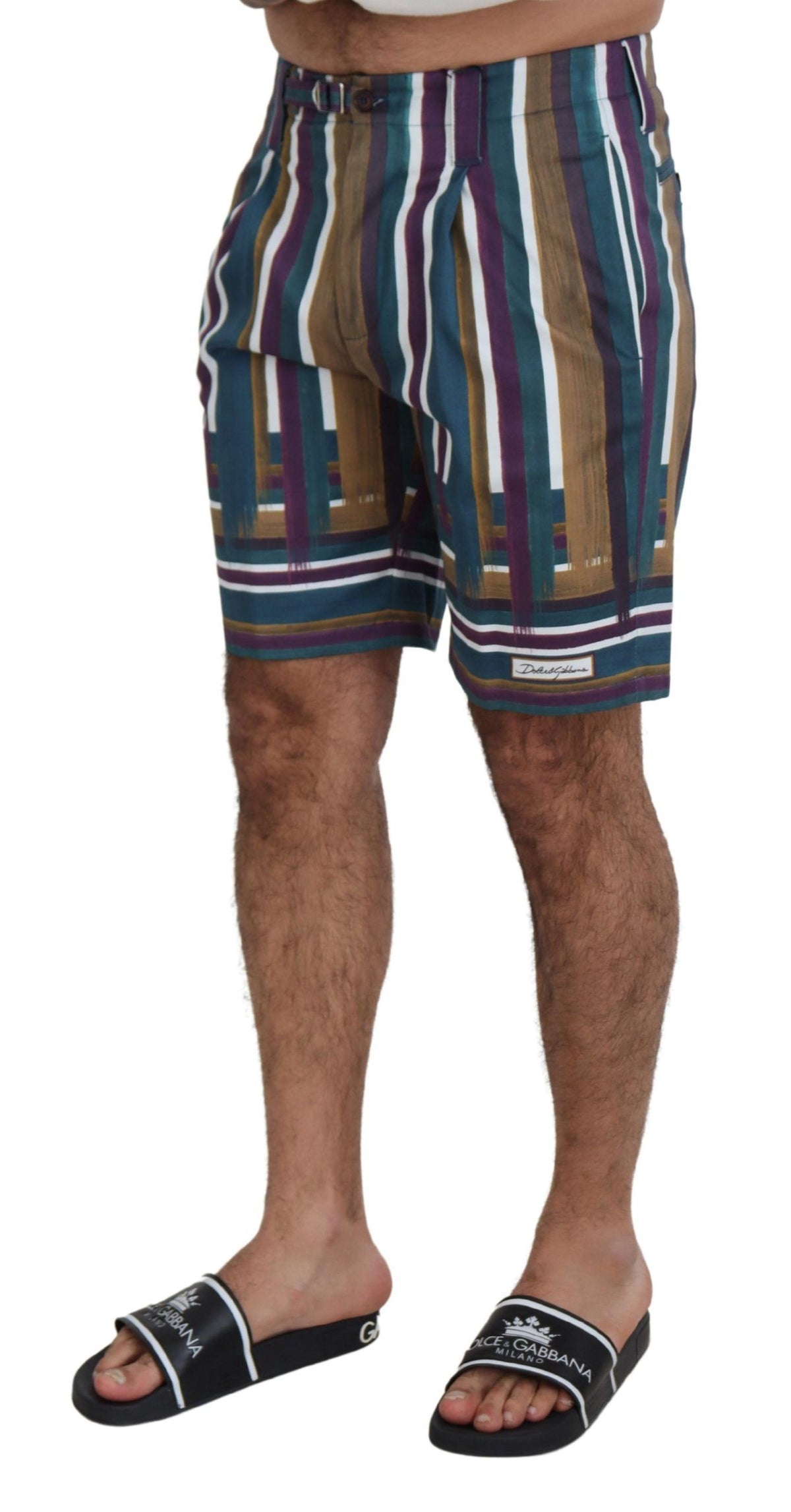 Short en coton extensible à rayures multicolores Dolce &amp; Gabbana