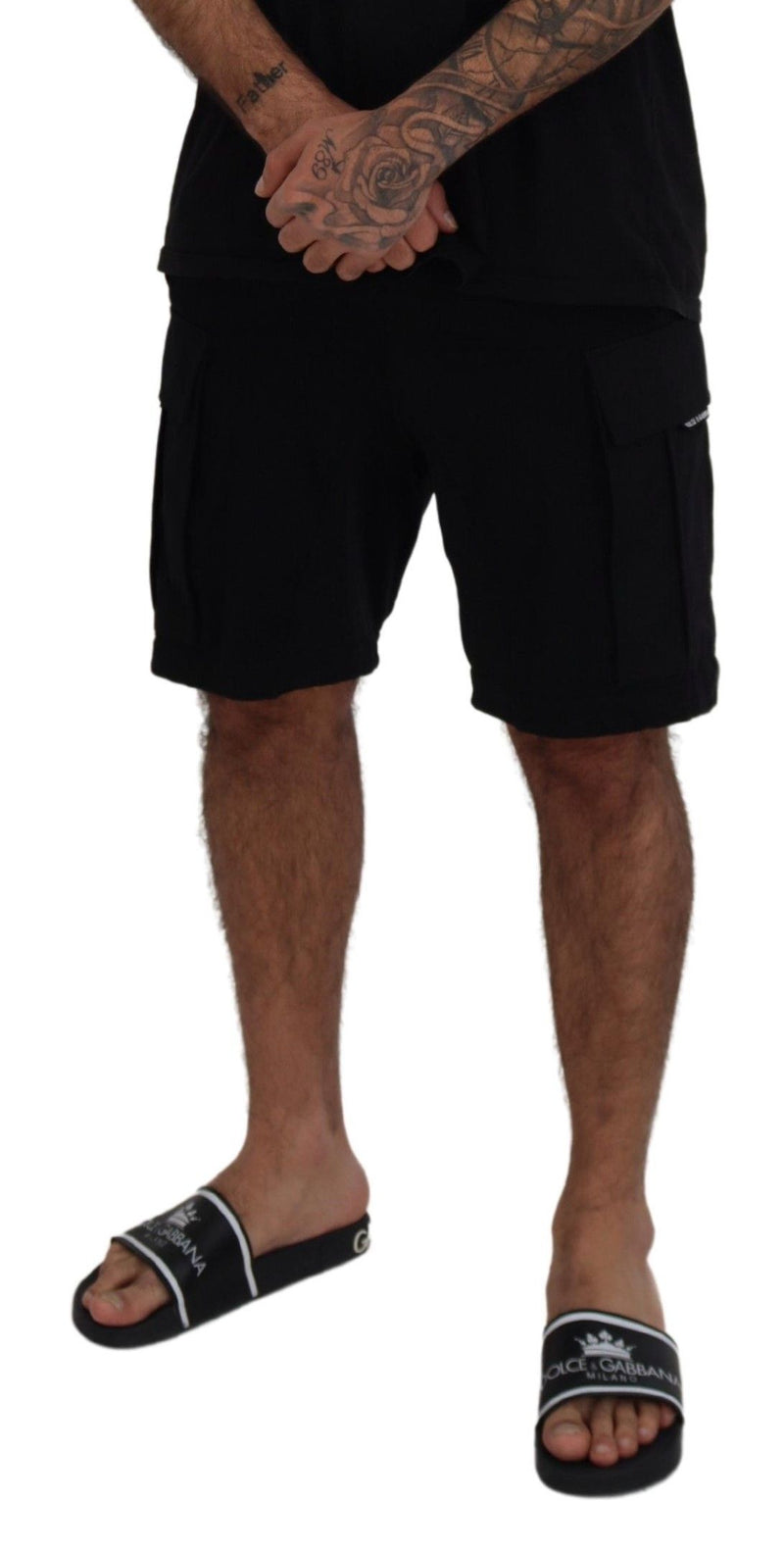 Shorts cargo en coton noir de Dolce &amp; Gabbana